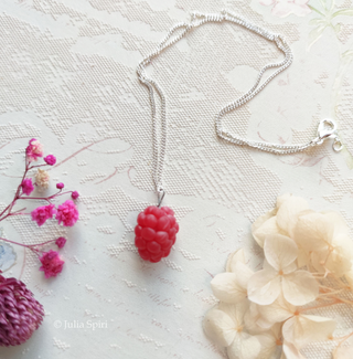 Handmade Polymer Clay Earrings and Necklace. Raspberries
