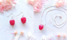 Set of Raspberry Earrings and Necklace