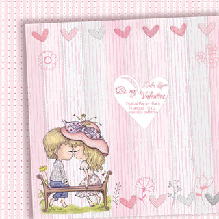 Watercolor Hand Painted Digital Papers, Couple in Love. By my Valentine