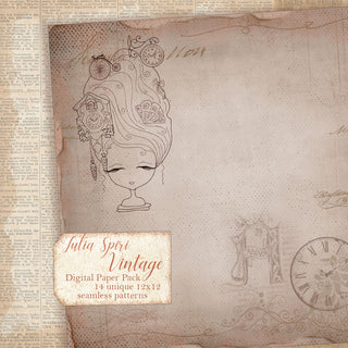 Digital Papers, Rustic, Antique, Shabby chic Style. Vintage - The Art of Julia Spiri