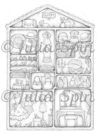 Coloring Pages, Home of Fashionsist. Closet Room - The Art of Julia Spiri