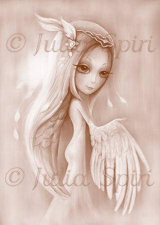 Página para colorear, chica de fantasía. ofelia ángel