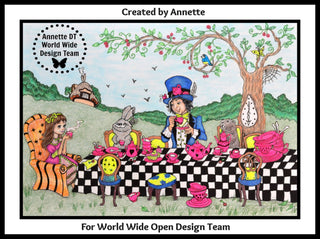 Coloring Page, Alice in Wonderland, March Hare, The Hatter. A Mad Tea-Party - The Art of Julia Spiri