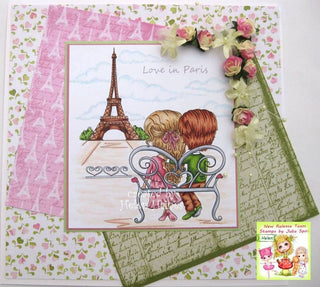 Coloring page, Boy and Girl. Love in Paris - The Art of Julia Spiri