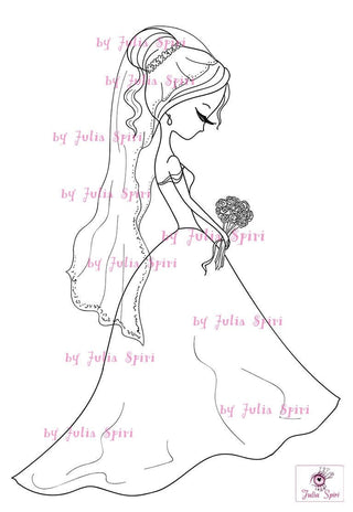 Coloring page, Bride. Wedding Day - The Art of Julia Spiri