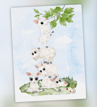 Coloring Page, Cute sheep's, Dream, Sleep, Animals, Fairytale, Whimsy, Line art. Counting sheep - The Art of Julia Spiri