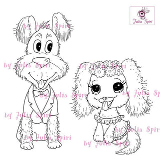 Coloring page. Dogs Wedding - The Art of Julia Spiri