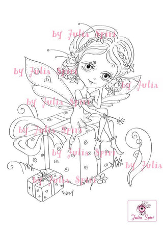 Coloring page. Fairy and gift - The Art of Julia Spiri