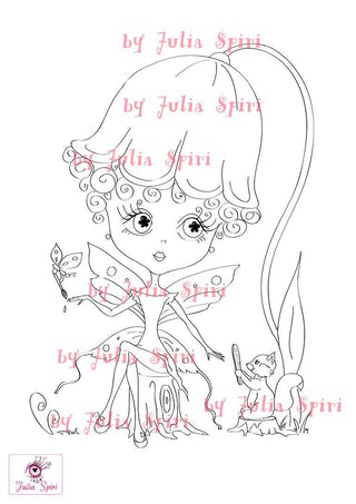 Coloring page, Fairy Forest Dweller. Forest hairdressing - The Art of Julia Spiri