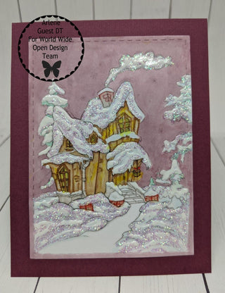 Coloring Page, Fairytale, Winter, Home, Whimsy, Crafting, Grayscale, Line art. Winter houses - The Art of Julia Spiri