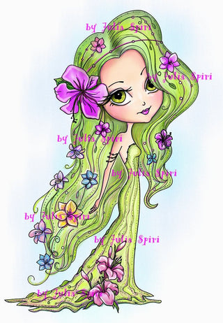 Coloring page, Garden Dweller. The Flower Girl - The Art of Julia Spiri