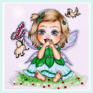 Coloring Page, Girl, Fantasy, Fairy, Little Girl, Butterfly, Elephant, Crafting, Scrapbooking, Black & White. Surprise - The Art of Julia Spiri