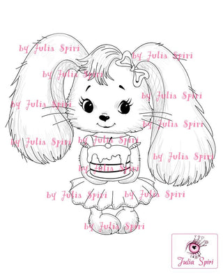 Coloring page. The Bunny and Cake - The Art of Julia Spiri