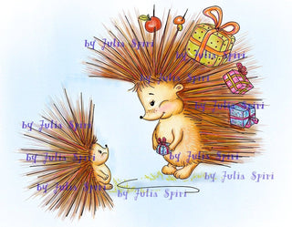 Coloring page. The Hedgehog and Gift - The Art of Julia Spiri