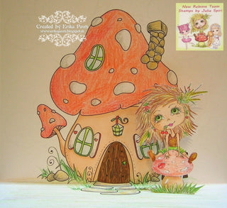 Coloring page. The Mushroom House - The Art of Julia Spiri