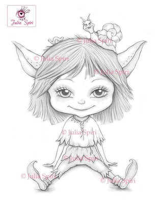 Coloring page, Whimsy Boy, Troll, Dwarf. Elfis - The Art of Julia Spiri