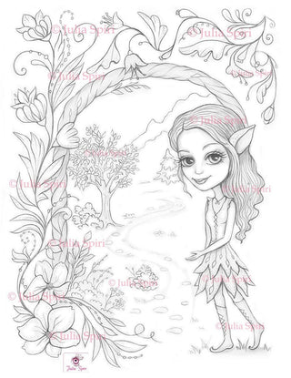 Coloring Page, Whimsy Elf. Zeale - The Art of Julia Spiri