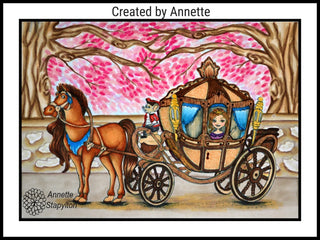 Coloring Page, Whimsy Princess and Horse. Magic carriage - The Art of Julia Spiri