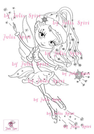 Coloring page, Winter Fantasy. The Snow Fairy - The Art of Julia Spiri