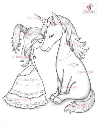 Coloring Pages, Friendship. Unicorn moment - The Art of Julia Spiri