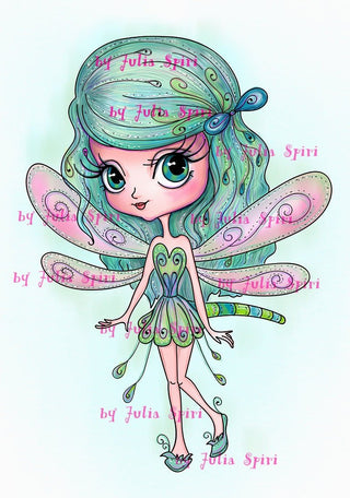 Coloring pages, Whimsy Girl. The Little Dragonfly - The Art of Julia Spiri