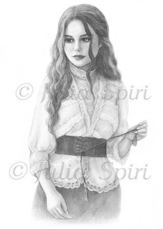 Grayscale Coloring Page, Realistic Girl Portrait. Annie - The Art of Julia Spiri