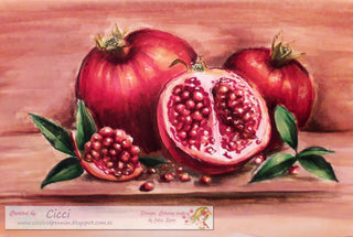 GRAYSCALE Coloring Pages, Digital stamp, Fruit, Still life. Pomegranates - The Art of Julia Spiri