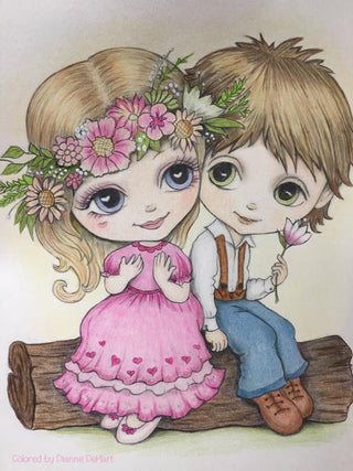 Love Coloring Pages, Digital stamp, Digi, Boy & Girl, Children, Kids, Boyfriend, Girlfriend, Crafting, Craft, Scrapbooking. Be my Valentine - The Art of Julia Spiri
