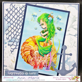 Mermaids Coloring Pages, Digital stamp, Sea, Fish, Family, Mother, Baby, Whimsy, Crafting, cards. Mermaid's daughter - The Art of Julia Spiri