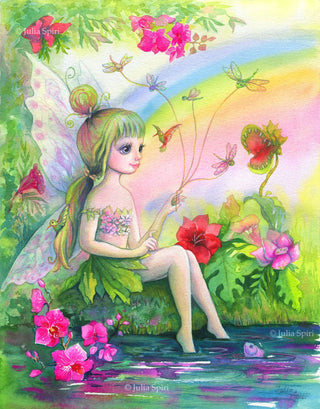 Original Watercolor Painting. Tropical Fairy - The Art of Julia Spiri