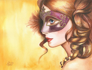 Original Watercolor Painting. Venetian Mask - The Art of Julia Spiri