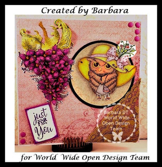 Owl Coloring Page, Digital stamp, Digi, Fashion, Hat, Bird, Bag, Bow, Crafting, Fantasy, Whimsy, Craft. Owl Fashionista - The Art of Julia Spiri