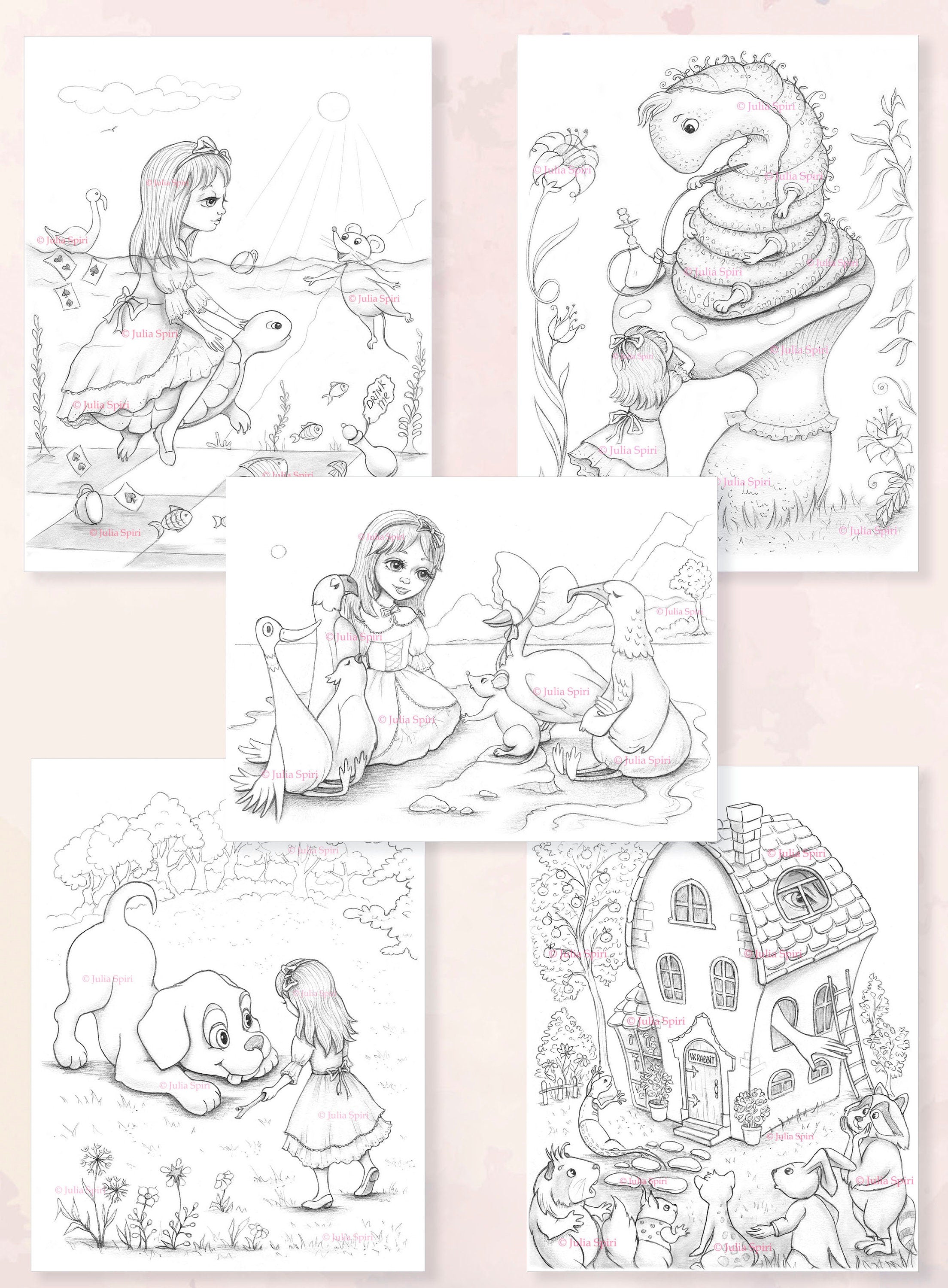 Alice's Dream Journey Coloring Book, Coloring Books Adults