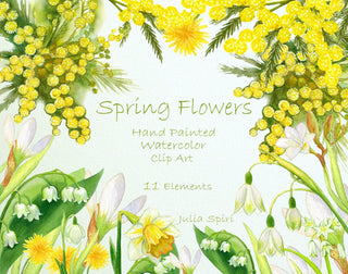 Watercolor Flowers Clipart, Spring Flowers Clip Art, Hand Painted, Watercolor Flowers, Spring, Invitation, Diy, Crafting. Spring Flowers - The Art of Julia Spiri