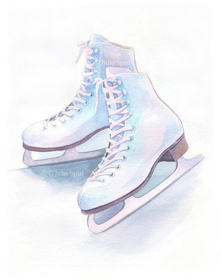 Watercolor Original Painting. Ice Skates - The Art of Julia Spiri