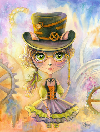 Watercolor Painting. Lulu Cat Girl - The Art of Julia Spiri